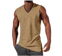 Camisetas de Tirantes Hombre Verano Moda Camiseta sin Mangas Color sólido Casual Deportivas Jogging Gym Original Cuello en V algodón Chandal Fitness Tank Top Playa Chaleco básica tee