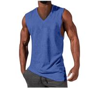 Camisetas de Tirantes Hombre Verano Moda Camiseta sin Mangas Color sólido Casual Deportivas Jogging Gym Original Cuello en V algodón Chandal Fitness Tank Top Playa Chaleco básica tee