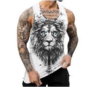 Camisetas de Tirantes Hombre Verano Moda Camiseta sin Mangas Deportivas Casual Gym Jogging león Estampado Suelto Chandal Fitness Tank Top Playa Músculo T-Shirt tee Talla Grande 2025