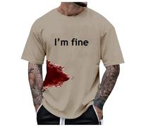 Camisetas De Trabajo Hombre Camiseta Estampada Halloween Hombre Manga Corta Verano Otoño Có Casual Camisetas Oversize para Boss (Khaki, M)