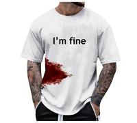 Camisetas De Trabajo Hombre Camiseta Estampada Halloween Hombre Manga Corta Verano Otoño Có Casual Camisetas Oversize para Boss (White, L)