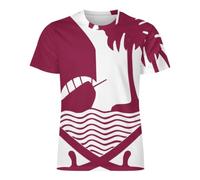 Camisetas De Verano para Hombre - Catar Bandera Nacional Camiseta De Manga Corta De Moda Suave Y Transpirable Ideal para El Verano. L
