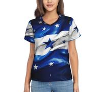 Camisetas de verano para mujer, con estampado de bandera de Honduras, informal, pero elegante, de poliéster, de manga corta, Negro -, XXL