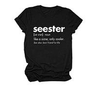 Camisetas de verano para mujer, diseño de "Going Out Seester Like A Sister" Only Cool 2026, camisetas holgadas de moda con estampado de letras, casuales, lindas, de manga corta, vintage, camisetas
