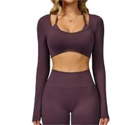 Camisetas de Yoga Manga Larga sin Costuras for Mujer, Ropa Deportiva for Gimnasio, Top Corto Deportivo Fitness for para Fitness Yoga(Color6,XL)