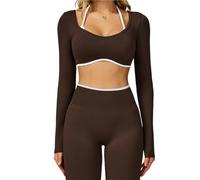 Camisetas de Yoga Manga Larga sin Costuras for Mujer, Ropa Deportiva for Gimnasio, Top Corto Deportivo Fitness for para Fitness Yoga(Color4,S)