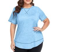Camisetas deportivas de talla grande para mujer, camisetas de entrenamiento para correr, camisetas de manga corta, túnica deportiva, casual, ajuste holgado, gimnasio, yoga, fitness, camiseta cómoda