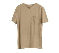 Camisetas deportivas grandes para hombre, de algodón elástico, con bolsillo, manga corta, cuello en V, para verano, no se encoge, caqui, 5XL