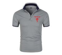 Camisetas Deportivas para Hombre Fullmet-al Alchemi-st, Camisetas de Solapa de Ajuste Delgado, Ropa Ultra Ligera y Transpirable para Ocio al Aire Libre, Tenis(Grey,XL)