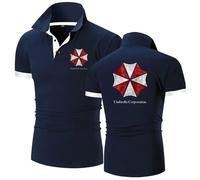 Camisetas Deportivas para Hombre Resid.ent Evil, Camisetas con Botón Cuello para Running, Manga Corta Golf Po.lo T-Shirt, Po.los(Navy Blue,S)