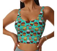 Camisetas Deportivas sin Mangas Cherry Cake 4 para Mujer, Top Deportivo cómodo con Espalda en U y Sujetador Corto para Yoga y Gimnasio.