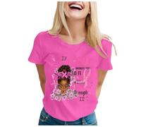 Camisetas divertidas Camiseta casual para mujer con estampado floral cuello redondo para el día a día cómodo moda casual para mujer camiseta blanca camisetas de gran tamaño, Hot Rosa-b, XXL