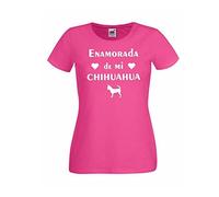 Camisetas divertidas Child Enamorada de mi Chihuahua - para Mujer Camisetas Talla Large Color Rosa Fucsia