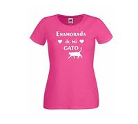 Camisetas divertidas Child Enamorada de mi Gato - para Mujer Camisetas Talla Small Color Rosa Fucsia