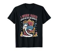 Camisetas divertidas con texto en inglés "I Work Hard So My Cat Lives Like Royalty Camiseta