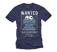 Camisetas Divertidas Hombre Manga Corta - Wanted Cookies Galletas Azul S