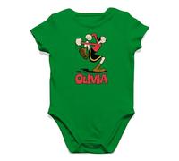 Camisetas EGB Body Bebé Olivia - Popeye Ochenteras 80´s Retro Comic Tallas Especiales (Verde, 3 Meses)