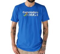 Camisetas EGB Camiseta Adulto/Niño Commodore Amiga Ochenteras 80´s Retro Comic Tallas Especiales (Azul, XL)