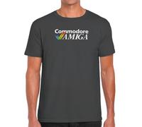 Camisetas EGB Camiseta Adulto/Niño Commodore Amiga Ochenteras 80´s Retro Comic Tallas Especiales (Gris, XL)