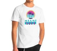 Camisetas EGB Camiseta Adulto/Niño Corrupción En Miami - Miami Vice Ochenteras 80´s Retro Comic Tallas Especiales (Blanco, 9-11 años)