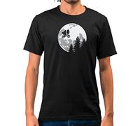 Camisetas EGB Camiseta Adulto/Niño E.T. Extraterrestre y Elliot Ochenteras 80´s Retro Comic Tallas Especiales (Negro, L)