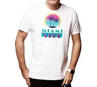 Camisetas EGB Camiseta Adulto/Niño Miami Vice Corrupción En Miami Ochenteras 80´s Retro Comic Tallas Especiales (Blanco, 12-14 años)