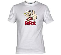 Camisetas EGB Camiseta Adulto/niño Popeye ochenteras 80´s Retro (Blanco, L)
