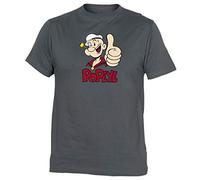 Camisetas EGB Camiseta Adulto/niño Popeye ochenteras 80´s Retro (Gris, XXL)