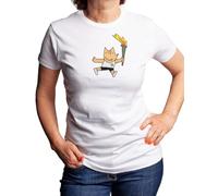 Camisetas EGB Camiseta Chica Antorcha cobi - Barcelona 92 - Ochenteras 80´s Retro Comic Tallas Especiales (Blanco, 3XL)