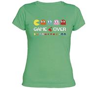 Camisetas EGB Camiseta Chica Come Cocos Pacman ochenteras 80´s Retro (Verde, S)