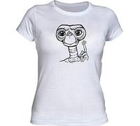 Camisetas EGB Camiseta Chica Et el Extraterrestre ochenteras 80´s Retro (Blanco, S)