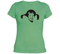 Camisetas EGB Camiseta Chica Pippi Calzaslargas ochenteras 80´s Retro (L, Verde)