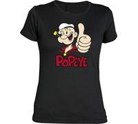 Camisetas EGB Camiseta Chica Popeye ochenteras 80´s Retro (Negro, S)