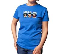 Camisetas EGB Camiseta Chica Quino - Mafalda - Ochenteras 80´s Retro Comic Tallas Especiales (Azul, XXL)