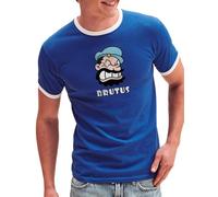 Camisetas EGB Camiseta Cuello Blanco Brutus - Popeye Ochenteras 80´s Retro Comic Tallas Especiales (Azul, L)