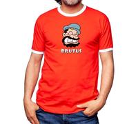Camisetas EGB Camiseta Cuello Blanco Brutus - Popeye Ochenteras 80´s Retro Comic Tallas Especiales (Rojo, M)