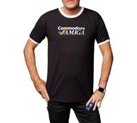 Camisetas EGB Camiseta Cuello Blanco Commodore Amiga Ochenteras 80´s Retro Comic Tallas Especiales (Negro, XXL)