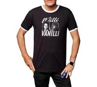 Camisetas EGB Camiseta Cuello Blanco Milli Vanilli Ochenteras 80´s Retro Comic Tallas Especiales (Negro, 3XL)