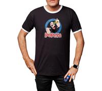 Camisetas EGB Camiseta Cuello Blanco Popeye-2 Ochenteras 80´s Retro Comic Tallas Especiales (Negro, XXL)