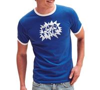 Camisetas EGB Camiseta Cuello Blanco Radio Futura - Ochenteras 80´s Retro Comic Tallas Especiales (Azul, XL)