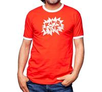 Camisetas EGB Camiseta Cuello Blanco Radio Futura - Ochenteras 80´s Retro Comic Tallas Especiales (Rojo, XXL)