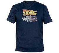 Camisetas EGB Camiseta Regreso Al Futuro Delorean ochenteras 80´s Retro (Marino, L)