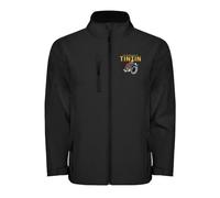 Camisetas EGB Chaqueta Softshell Tintín En Moto - Ochenteras 80´s Retro Comic Tallas Especiales (Negro, L)