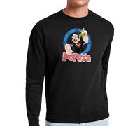 Camisetas EGB Sudadera Sencilla Adulto/Niño Popeye-2 Ochenteras 80´s Retro Comic Tallas Especiales (Negro, M)