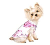 Camisetas elásticas para perros pequeños con estampado de flores rosas y mariposas, camiseta ligera sin mangas, chaleco a rayas