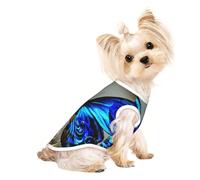 Camisetas elásticas para perros pequeños con estampado de mariposas azules y ligeras, sin mangas, chaleco a rayas