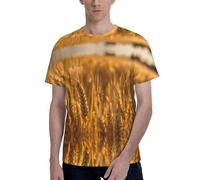 Camisetas elegantes para hombre con estampado de campo de trigo, camisetas suaves para hombre, para uso diario y ocasiones especiales, Negro, L