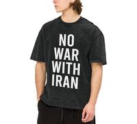 Camisetas extragrandes No a la Guerra con Irán para Hombre y Mujer, Manga Corta, Estilo Vintage, Lavado, básicas y holgadas.