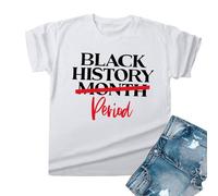 Camisetas genéricas de manga larga para mujer camisetas negras: camiseta negra del mes para las mujeres camiseta africana gráfica negra Freedom Tops, blanco, S