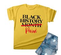 Camisetas genéricas de manga larga para mujer camisetas negras: camiseta negra del mes para las mujeres camiseta africana gráfica negra Freedom Tops, amarillo, XXL